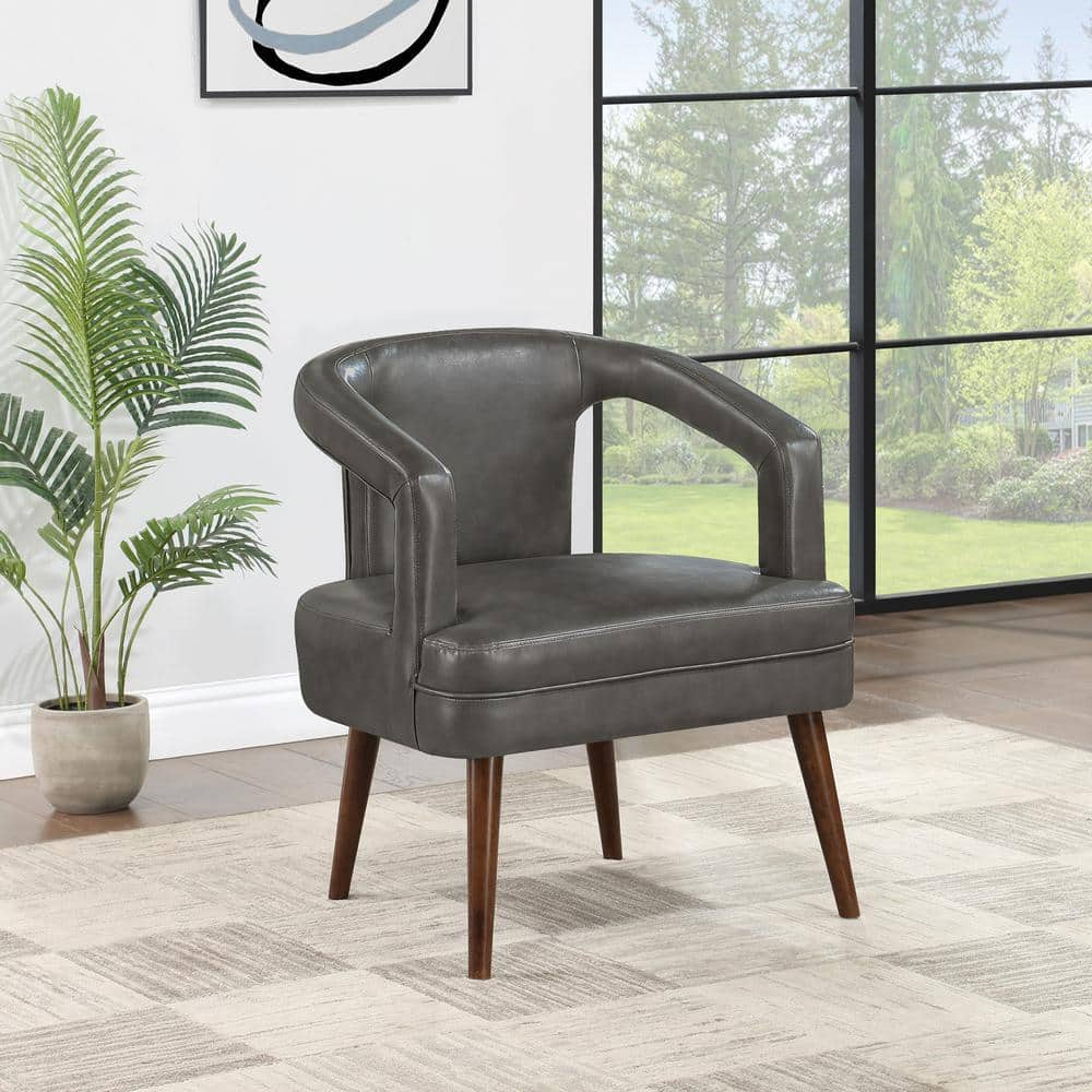 Office Star Products Mason Accent Reception Side Chair in Pewter Faux Leather