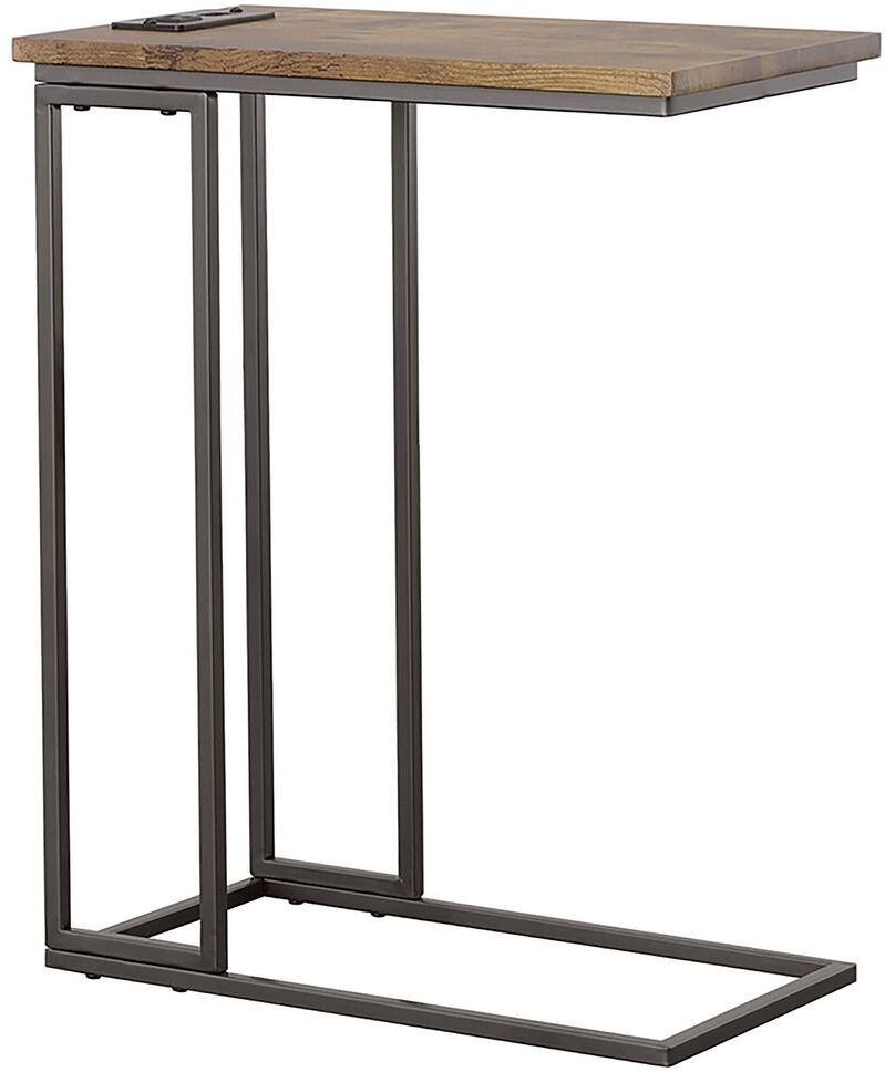 Coaster Home Furnishings 10.25in Antiqued Brown and Gunmetal Rectangle Wood Top Snack Table