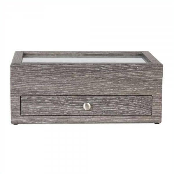 Mele & Co Ardene Modern Grey Bedside Table Jewelry Box Organizer with Drawer