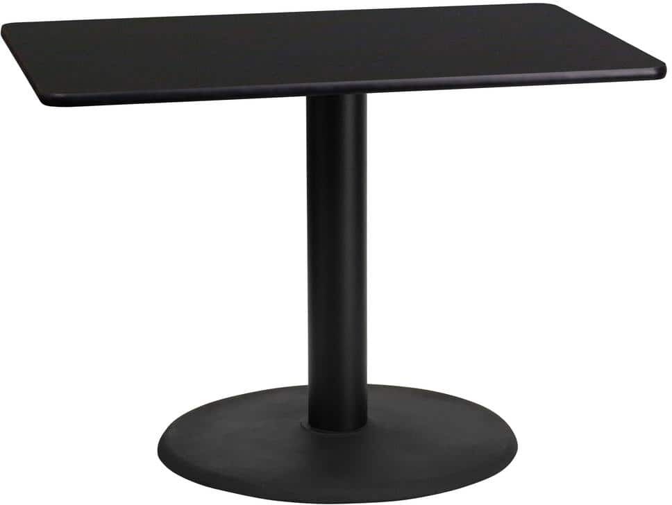 Flash Furniture 24 in. x 42 in. Rectangular Black Laminate Table Top with 24 in. Round Table Height Base