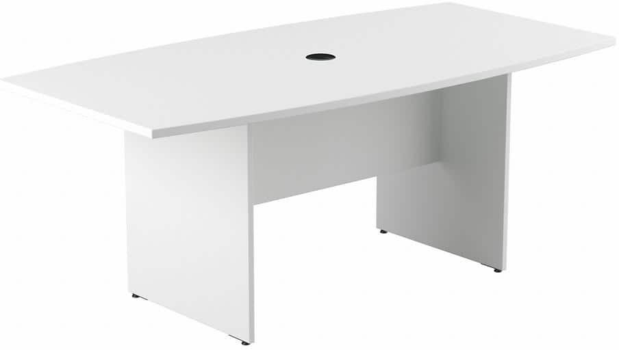 Bush Business Furniture 71.54 in. Boat Top White Conference Table Desk