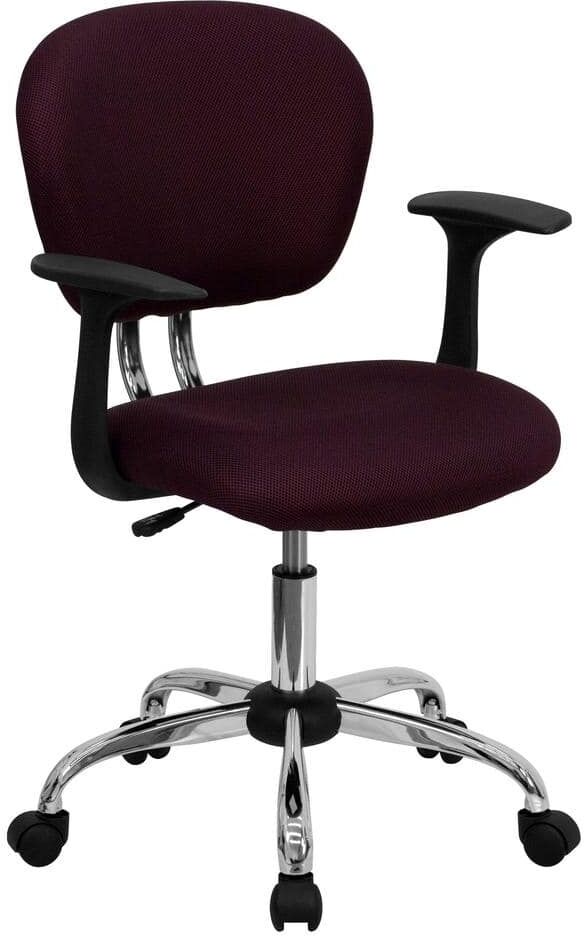 Flash Furniture Mid-Back Burgundy Mesh Swivel Task Chair with Chrome Base and Arms