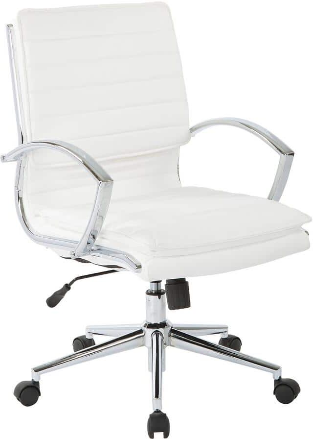 Office Star Products Mid Back Manager's White Faux Leather Office Chair