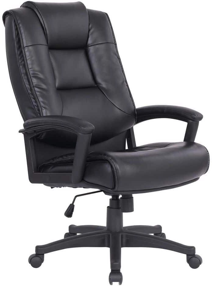 Office Star Products Executive Black Bonded Leather High Back Chair with Padded Loop Arms