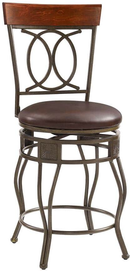 Linon Home Decor Lewis 24 in. Bronze Back Metal Swivel Counter Stool