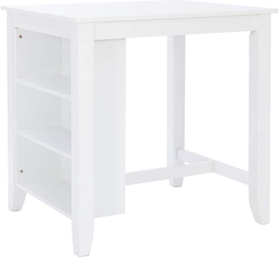 Linon Home Decor Mori Pure White Wood top 36 in. W 4 leg Counter Space Saving Dining Table Seat 2