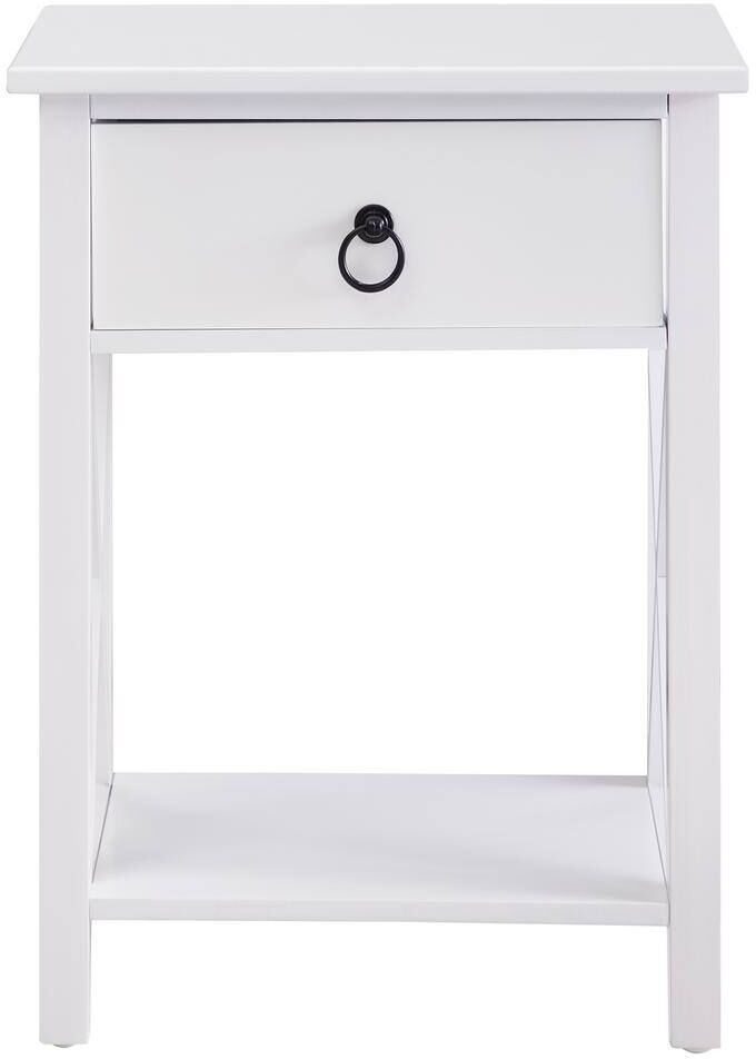 HOMESTOCK White Night Stand Bedside Table with Drawer Wooden Side Tables Bedroom Night Stand 21.6 in. H x 12 in. W x 16 in. D