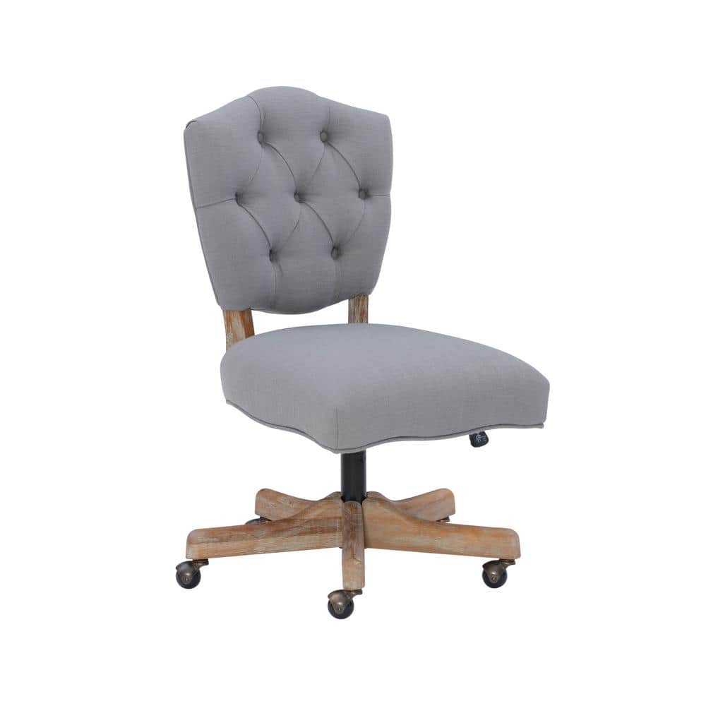 Linon Home Decor Carley Grey Fabric Seat Office Task Chair with Adjustable Height