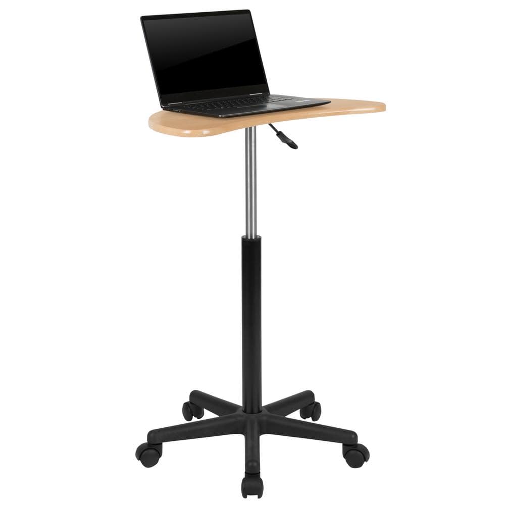 Carnegy Avenue 25.5 in. U-Shaped Maple/Black Laptop Desks with Adjustable Height