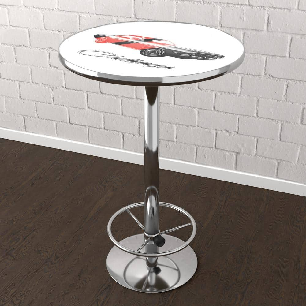 Dodge Challenger Stripes 2 White 42 in. Bar Table