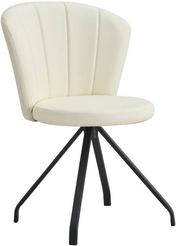 Harper & Bright Designs Milk White Faux Leather Upholstered Metal 360° Swivel Shell Chair for Dining Room, Bedroom, Living Room, Office