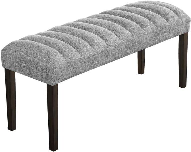 Best Quality Furniture Aron Grey Linen Fabric Dining Bench Backless With 4 Legs 17 in. W