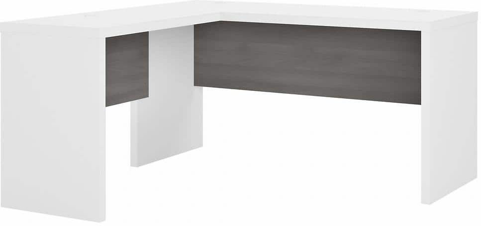 Bush Furniture Echo 60 in. L-Shaped Pure White/Modern Gray Desk