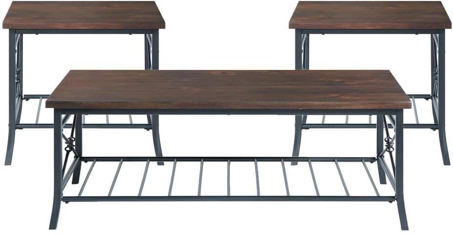 Picket House Furnishings Percy Occasional Brown Rectangular Wood Table Set (3-Pieces)