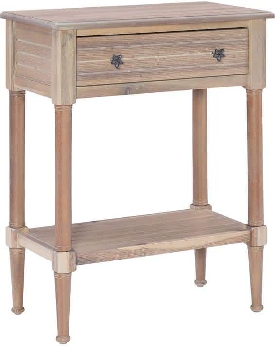 Linon Home Decor Sam 24 in. L Natural Wood Rectangular Accent Table with Drawer and Shelf