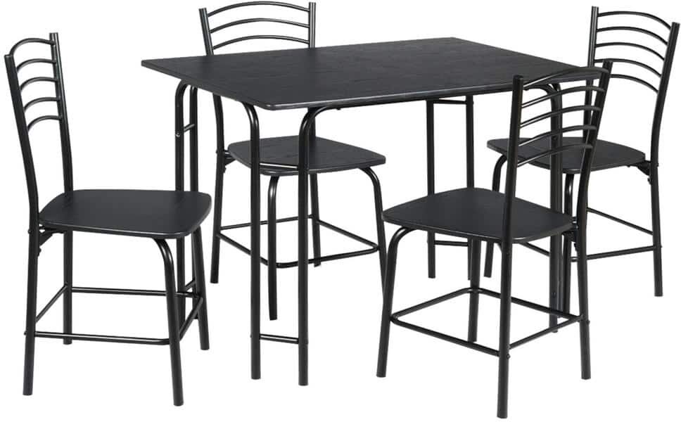 Costway Home Kitchen Table and 4 Chairs with Metal Legs(Set of 5)