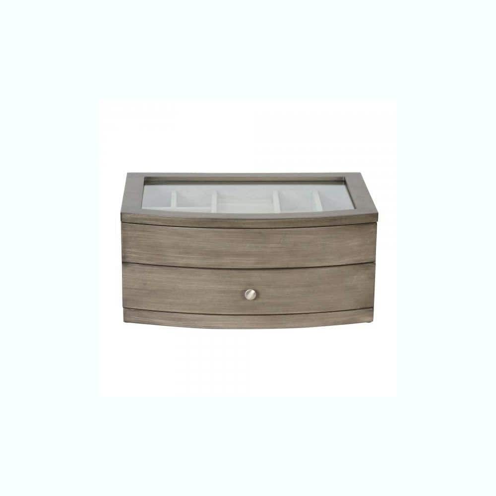 Mele & Co Chelsea Grey Bedside Table Jewelry Box Organizer with Drawer
