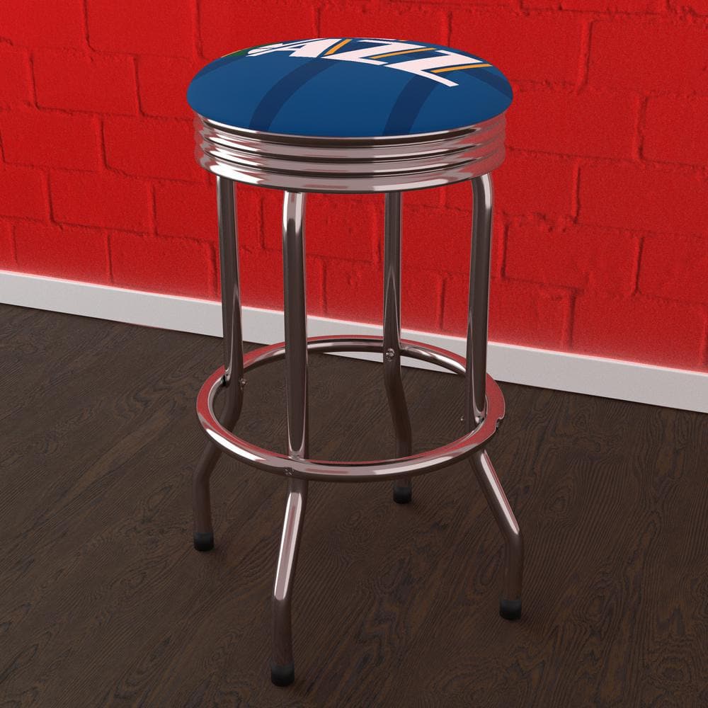 Utah Jazz Fade 29 in. Blue Backless Metal Bar Stool with Vinyl Seat