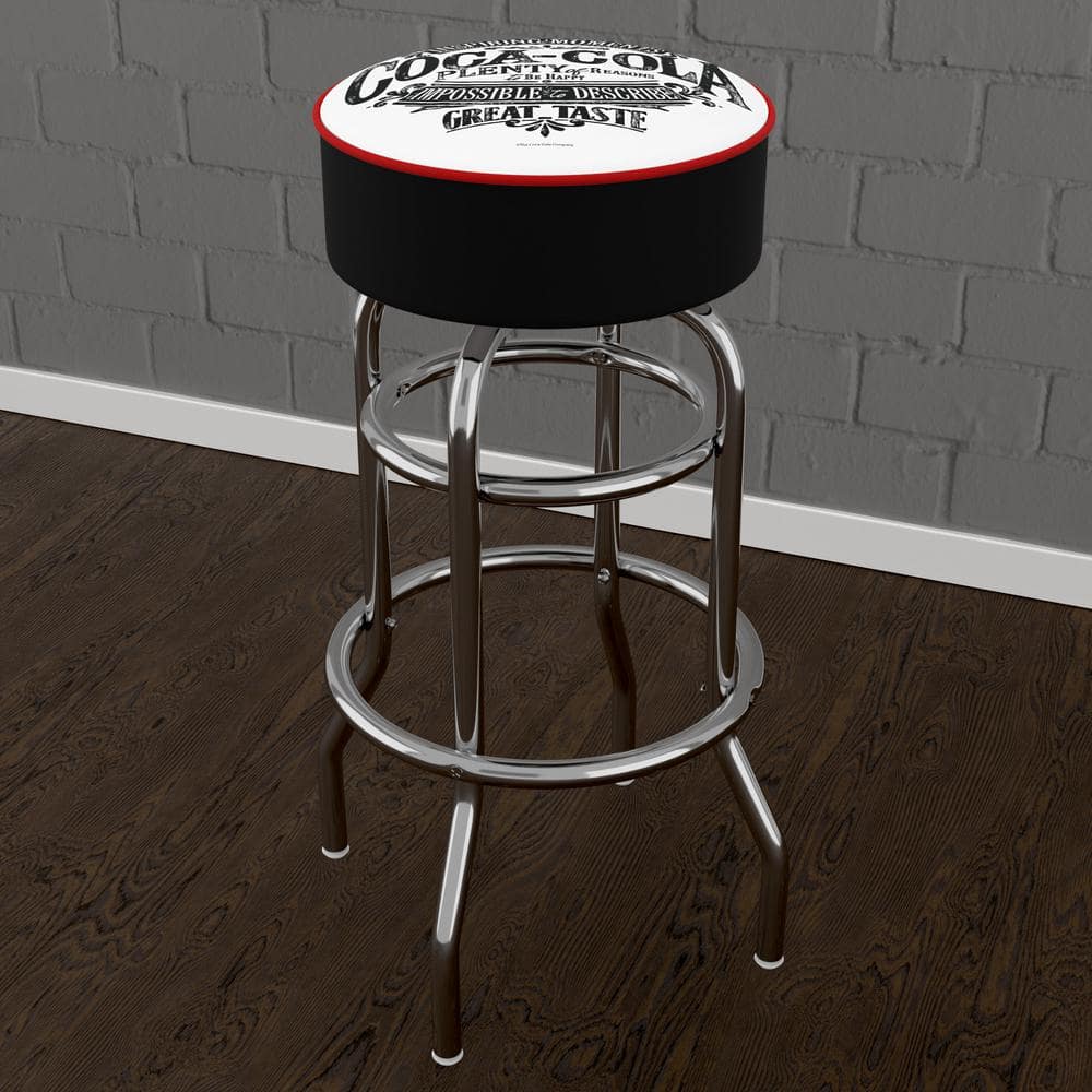 Coca-Cola Brazil 1886 Vintage 31 in. Red Backless Metal Bar Stool with Vinyl Seat