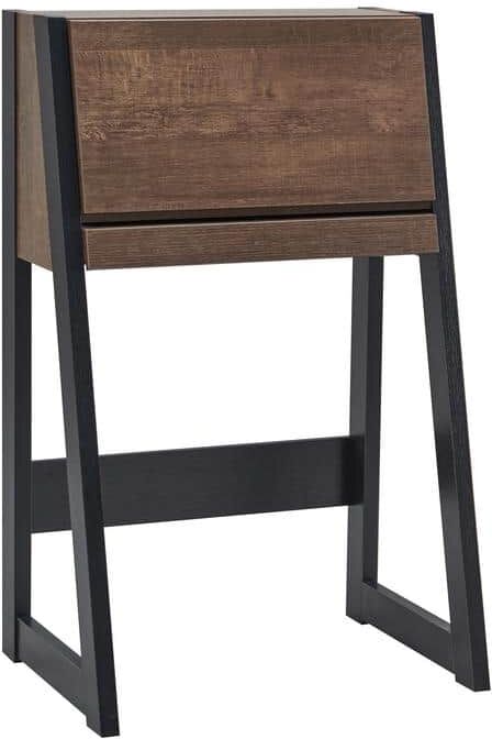 Furniture of America Claude 26 in. W Rectangular Walnut Oak MDF Computer Desk With Flip Down Cabinet and Drawer