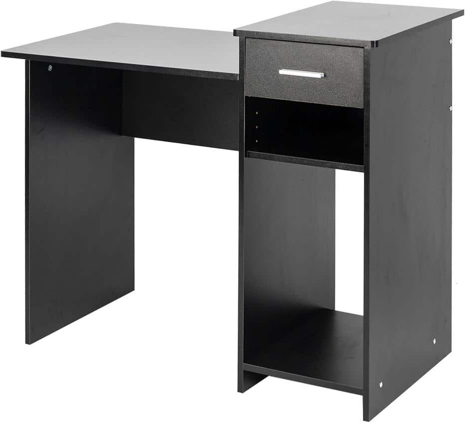 Winado High-quality 41.7 in. Integrated Melamine Board Black Computer Desk with Drawer