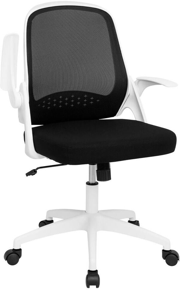 Costway White Mesh Office Chair Adjustable Rolling Computer Desk Chair w/Flip-up Armrest