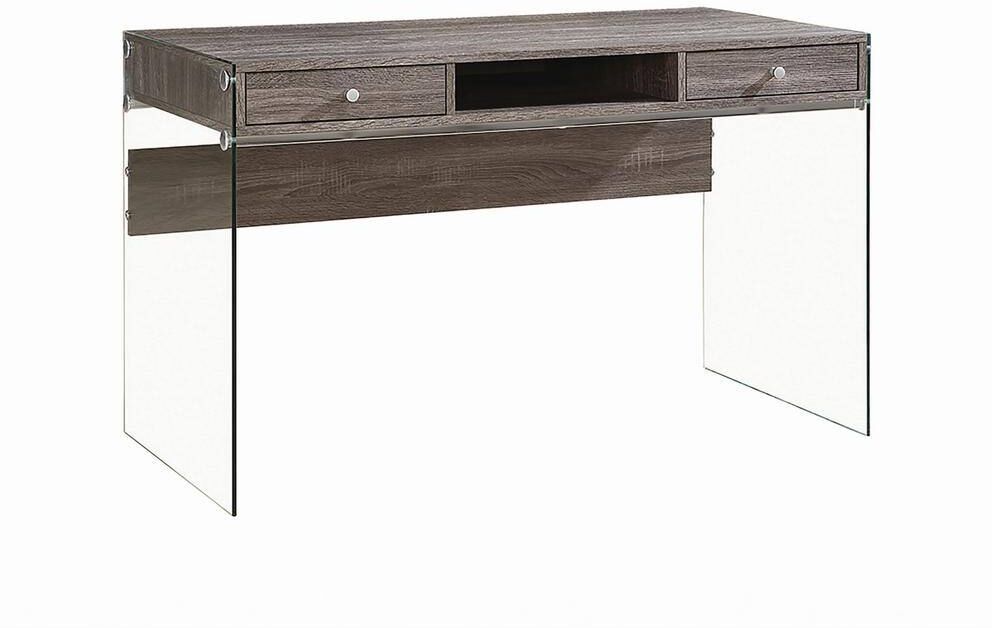 Coaster Weathered Grey Writing Desk with Glass Sides