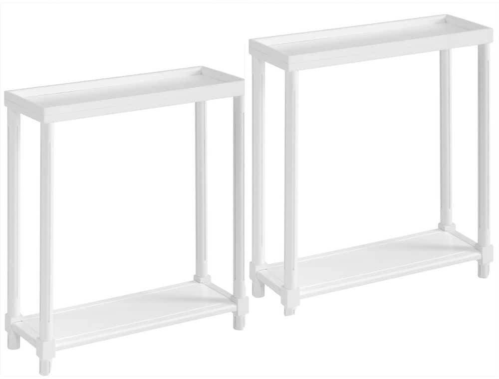 NewRidge Home Goods New Ridge Home Goods Harrison Narrow Side End Tables With Shelf, Set of 2, White