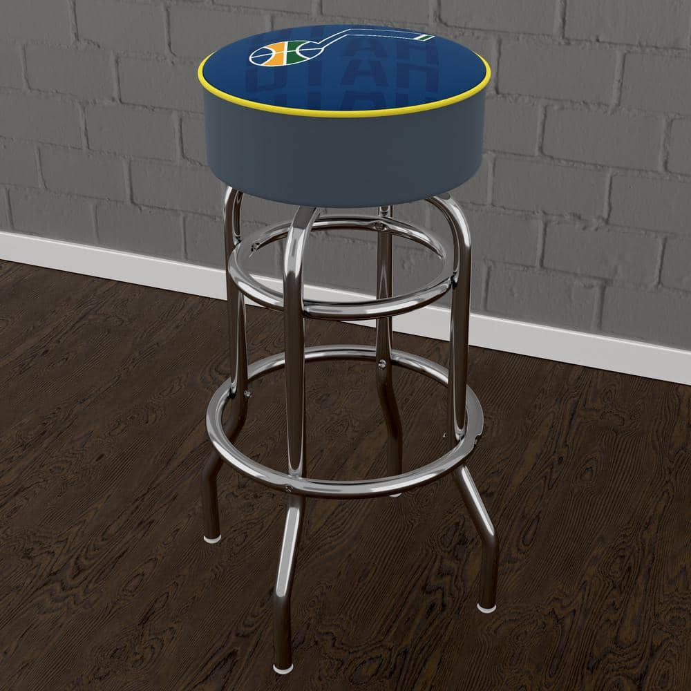 Utah Jazz City 31 in. Blue Backless Metal Bar Stool with Vinyl Seat