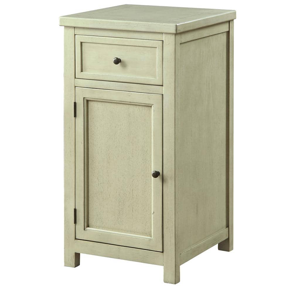 Furniture of America Harels 17 in. Antique White Rectangle Wood Side Table with 1-Drawer