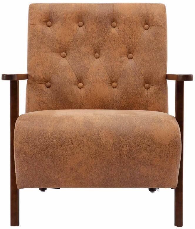 PUDO Coffee PU Leather Barrel Chair for Living Room