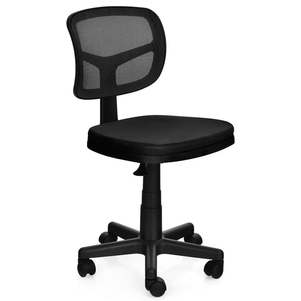 FORCLOVER Adjustable Armless Black Mesh Seat Office Task Chair with 360° Casters