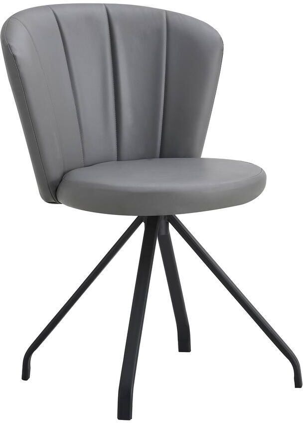 Harper & Bright Designs Gray Faux Leather Upholstered Metal 360° Swivel Shell Chair for Dining Room, Bedroom, Living Room, Office