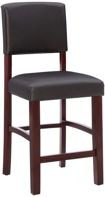 Linon Home Decor Monica 39.25"H Espresso Padded Back Wood 24" Seat Height Counter Stool with Padded Vinyl Seat