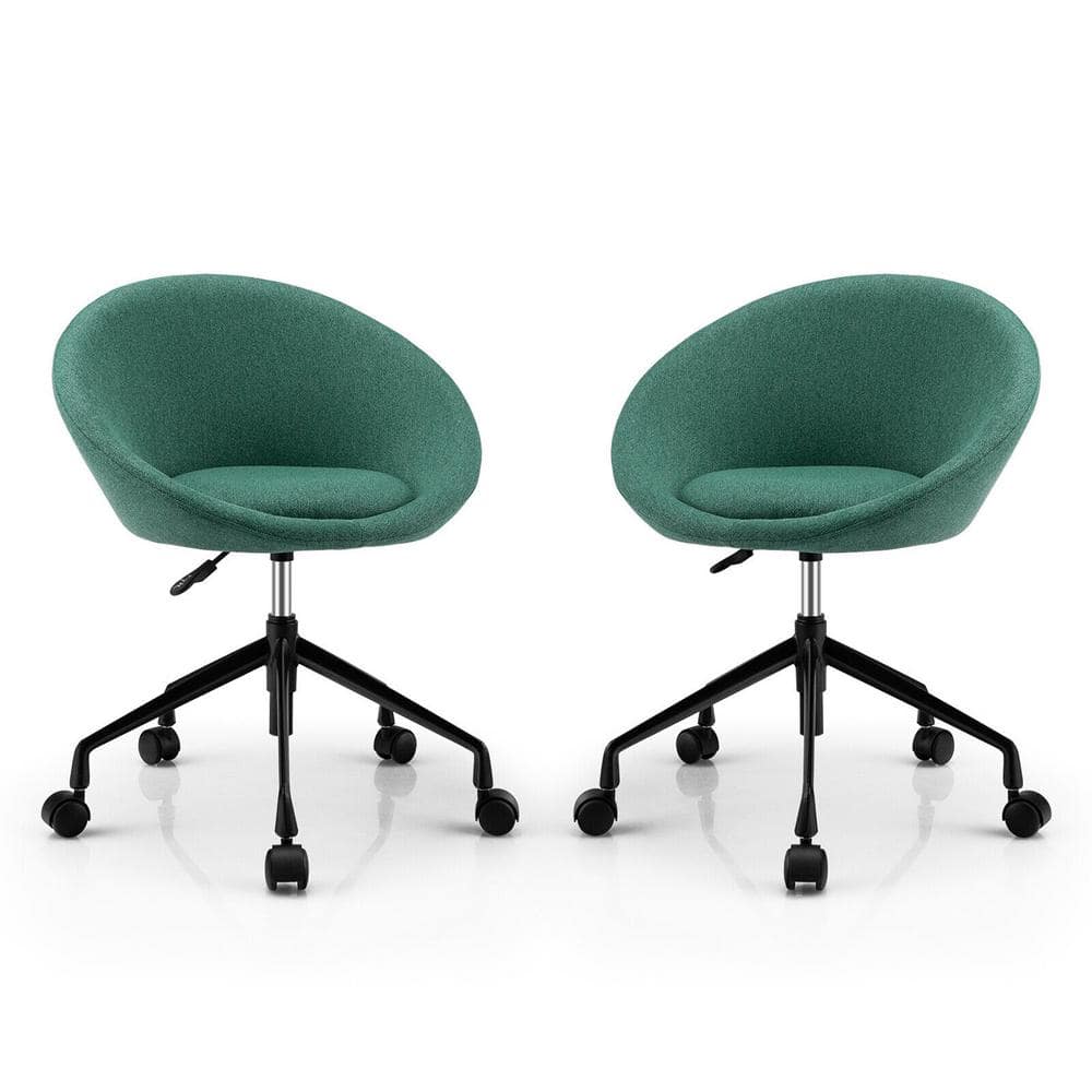 Gymax Set of 2 Swivel Home Office Chair Adjustable Accent Chair with Flexible Casters Green