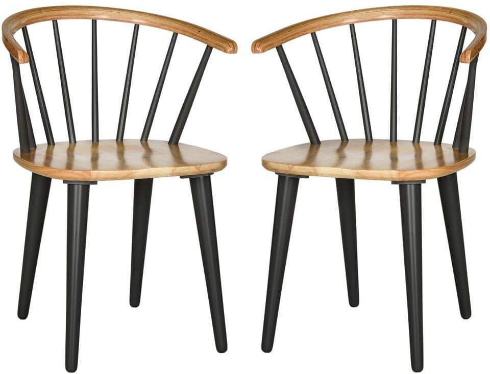 SAFAVIEH Blanchard Light Brown/Black Wood Dining Chair (Set of 2)