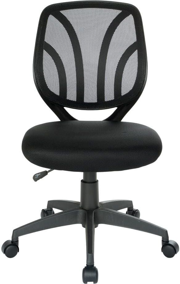 Office Star Products Black Mesh Screen Back Armless Task Chair with Dual Wheel Carpet Casters