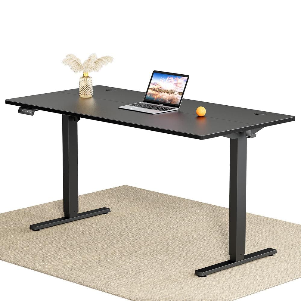 FIRNEWST 63 in. Rectangular Black Electric Standing Computer Desk Height Adjustable Sit or Stand Up