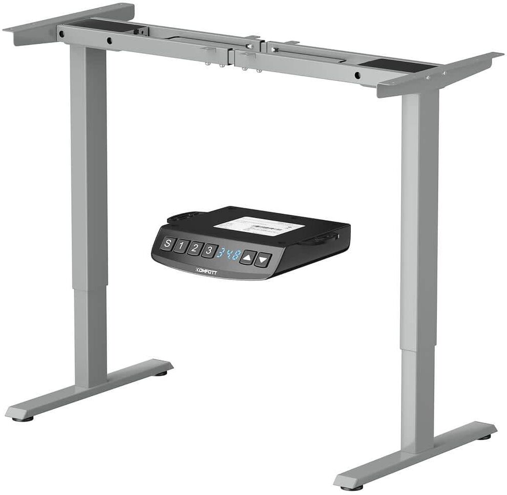 Costway 23 in. Gray Rectangle Coffee Table Electric Adjustable Standing Up Desk Frame Dual Motor with Controller