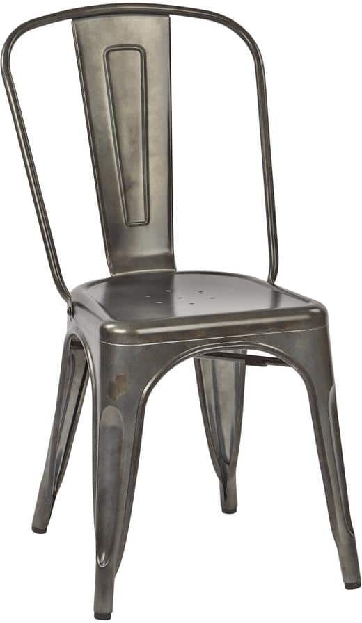 Office Star Products Bristow Matte Galvanized Armless Metal Chair (4-Pack)