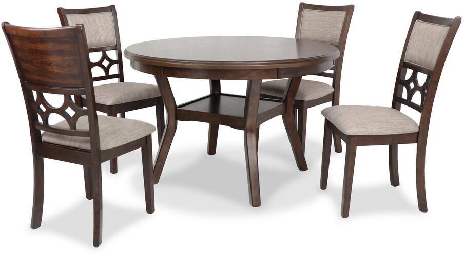 NEW CLASSIC HOME FURNISHINGS New Classic Furniture Mitchell 5-piece Wood Top Round Dining Set with 1 Table Shelf, Cherry