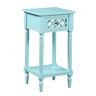 Convenience Concepts French Country Khloe 14 in. Aqua Blue Square Wood End Table with 1-Drawer and Shelf