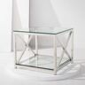 SAFAVIEH Hayward 23.62 in. Chrome Rectangle Glass End Table