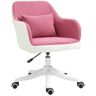 Vinsetto Pink Linen-feel Fabric Mid-Back Ergonomic Massage Office Chair with 2-Point Lumbar Massage and Adjustable Height