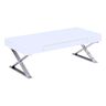 Sebastian White Lacquer finish with Stainless Steel 48 in. Coffee Table, White/Silver