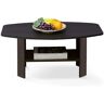 Furinno Simple 36 in. Dark Walnut Medium Rectangle Wood Coffee Table with Shelf