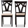 Baxton Studio Sylvia Sand and Espresso Brown Fabric Dining Chair (Set of 2)