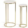 Kate and Laurel Udorie 12 in. White and Gold Marble Nesting End Table