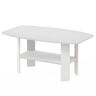 Furinno Simple Design 21.6 in. White Rectangle Wood Coffee Table with Shelf