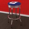 Miller Lite Minimalist Can 29 in. Blue Backless Metal Bar Stool with Vinyl Seat